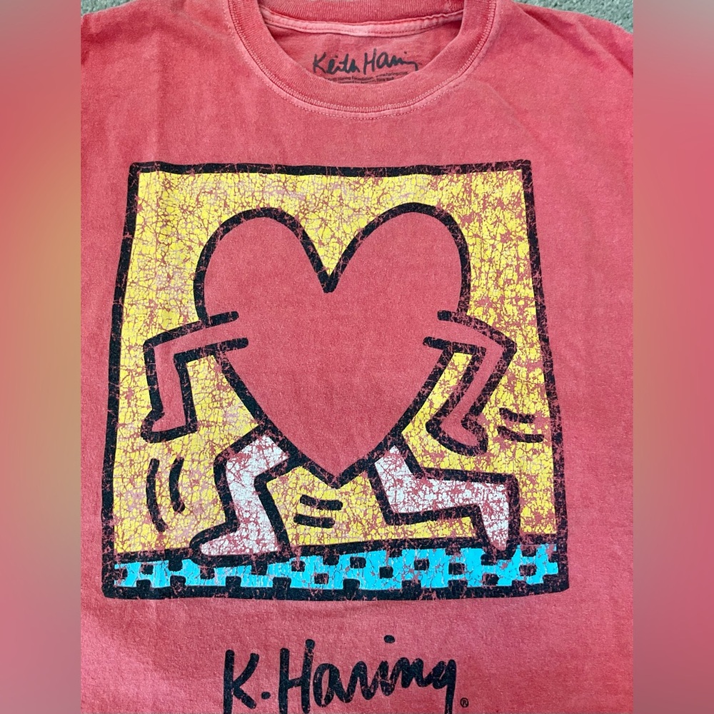 🌱Ripple Junction Keith Harring  Red Long Sleeve Tee with Heart Design - Picture 5 of 5